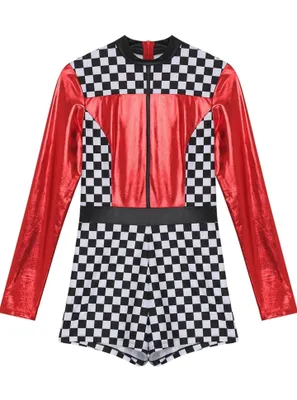 Obrázek produktu pro Dámský kostým závodníka velikosti S - tenký závodnický overal s dlouhými rukávy a zipem - karneval, párty, maškarní, Halloween a cosplay