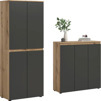 Produktbild von xonox.home Scarpa Universalschrank (B/H/T: 140x175x37 cm) anthrazit und Evoke Oak Nachbildung