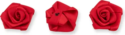 Produktbild von Satinrosen 3cm zum Basteln & Aufnähen 10 Stück Rot