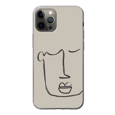 Produktbild von MuchoWow® Handyhülle Schutzhülle Hülle für iPhone 13 Pro Gesicht - Abstrakt - Strichzeichnung Silikon Softcase Handy Hülle - Handy-Tasche