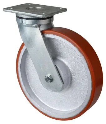 Image de BS Roulettes Roulette pivotante pour charges lourdes RC100 diamètre 250mm capacité de charge 1300kg roue en polyuréthane plaque 138x110mm - RR100.C10.250