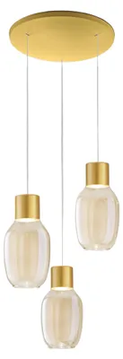 Productafbeelding van Lapo LED-pendelarmatuur, diameter 350 mm, 36 W, 3900 lm, 3000 K, dimbaar, metaal en cognackleurig borosilicaatglas, beschermingsklasse 1 - 3768-47-365