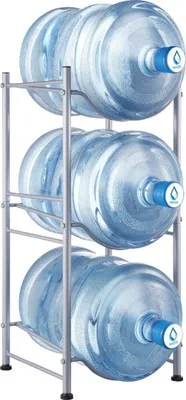 Produktbild von 3-stufiger Wasserflaschenhalter, einreihiges Wasserflaschenregal für 3 Flaschen, silberfarben