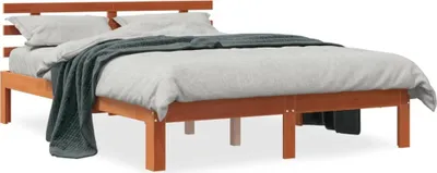 Produktbild von Massivholzbett mit Kopfteil Wachsbraun 140x190 cm Kiefer, Klassische Betten 844270