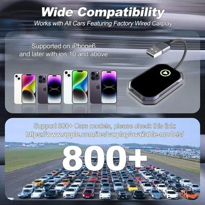 Obrázok produktu pre CarPlay dongle do auta – bezdrôtový adaptér CarPlay – univerzálny – 4K – USB-C