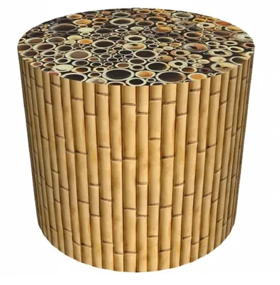 Obrázok produktu pre Bertoni puf | taburet | látkový taburet | otoman | sedací puf | D40 x 40 cm | puf do záhrady alebo obývačky | bambusová potlač