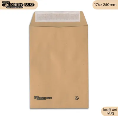 Image de Lot de 50 enveloppes kraft brun uni b5 gamme courrier+