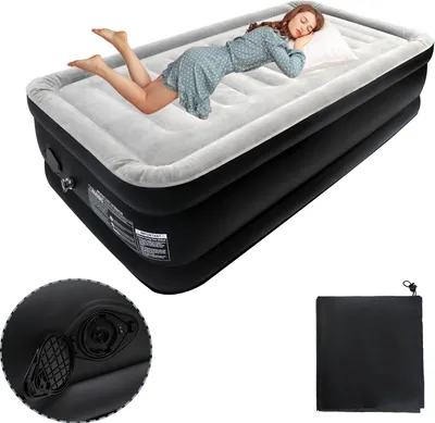 Image de NAIZY Matelas à air Camping Matelas gonflable Matelas à air Auto-gonflant Lit à air avec pompe électrique intégrée pour camping & lit d'appoint, 187 x 90 x 46cm