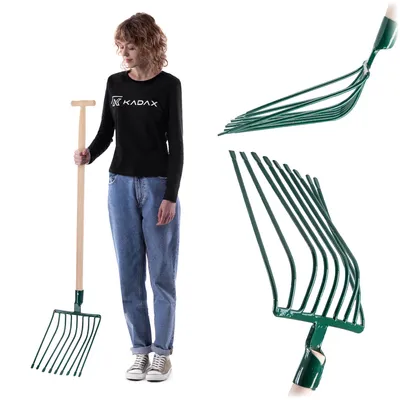 Immagine prodotto di Forchette KADAX "Vialle", forchetta in metallo a 9 rebbi, 131 cm, verde, Immagine generata dall'IA