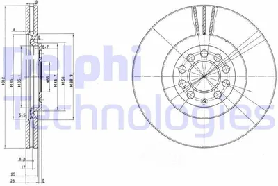 Produktbild von 2x DELPHI Bremsscheibe BG3528 für VW Golf IV Schrägheck (1J1) POLO (9N_) 34 2mm