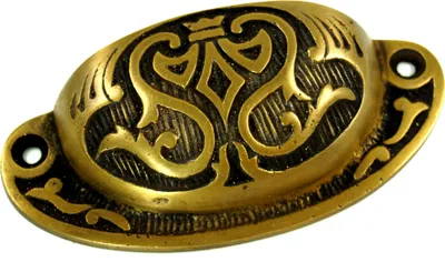 Produktbild von Türgriff, Beschlag mit Ornament, Messing, Gold, 4*10*3 cm, Möbelgriffe & Beschläge