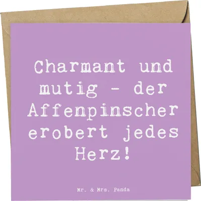 Produktbild von Mr. & Mrs. Panda Glückwunschkarte Spruch Affenpinscher Charmeur - Lavendeltraum - Geschenk, Klappkarte, treuer Begleiter, verspielter Hund, doppelkarte, Hunderassen