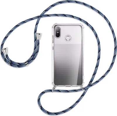 Produktbild von Handykette Backcover-Schutzhülle mit Band (Metall silberfarben) für HTC U12 life - Blautöne