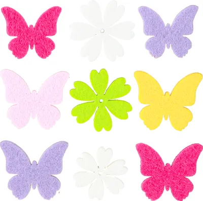 Produktbild von Streudeko Frühling Schmetterling Filz Blumen Deko 72 Stk 6 Farben, 72 Stück