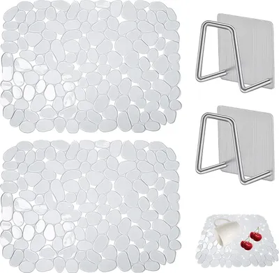 Produktbild von Transparente Silikon-Spülbeckenschutz-Set mit rutschfestem Design für Küche und Bad