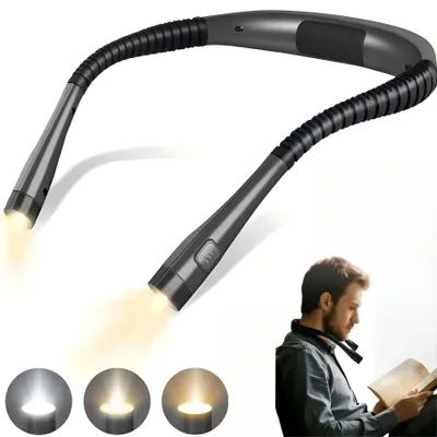 Produktbild von LED Leselampe Hals Leselampen,Nackenlampe,Buchlampe,3 Farben,flexibel Neutralweiß, Kaltweiß, Gelbes Licht,
