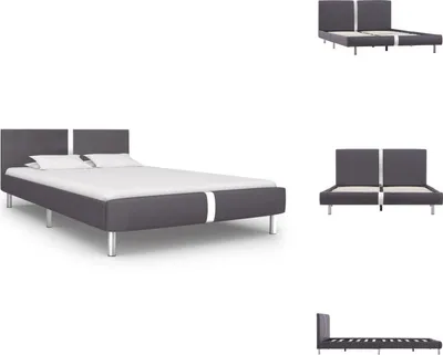 Produktbild von vidaXL Bettgestell Grau Kunstleder 140 x 200 cm -  Betten & Bettgestelle