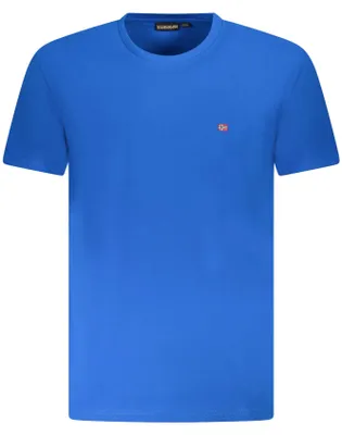 Produktbild von Herren Blaues Kurzarm-T-Shirt - Regular Fit, Rundhals, Stickerei