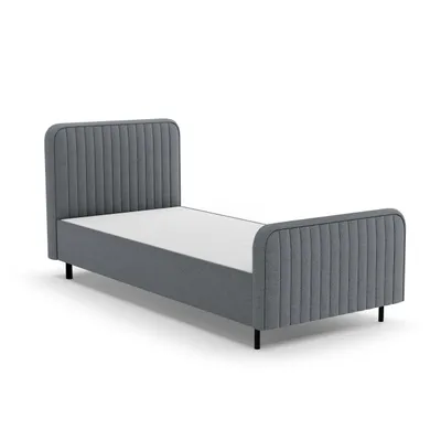 Produktbild von BEAUTYSOFA | Polsterbett LAMI 90x200 cm - Einzelbett mit Bettkasten, Kopfteil und Latenrost - Jugendbett ohne Matratze, Chenille Hellgrau