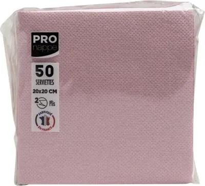 Image de Pronappe 16x 50 serviettes cocktail ouate 2 plis 20x20 cm Vieux rose SV622003I