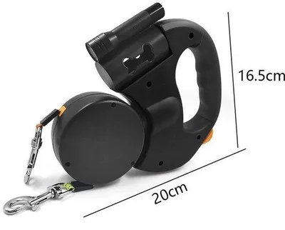 Obrázek produktu pro dlouhé, navíjecí, tkané vodítko pro psy s LED světlem, dvojité, navíjecí