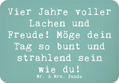 Produktbild von Mr. & Mrs. Panda magnet Spruch 4. Geburtstag Freude - Meeresbrise - Geschenk, whiteboardmagnet, vierter, Alter, bunter Tag, besondere, tafelmagnet, Notizhalter