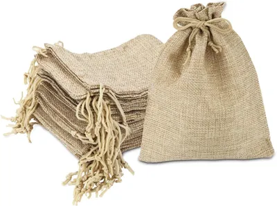 Imagen del producto de Bolsas de tela tipo "jute", 15 x 20 cm, 20 unidades, con cordón, para regalos