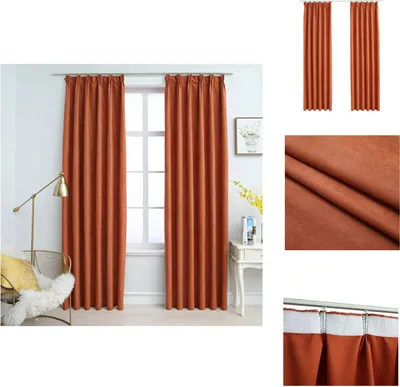 Image de vidaXL Rideaux occultants avec crochets 2 pcs. Rostbraun 140x245 cm - Rideaux et voilages