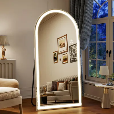 Produktbild von Koonmi LED Ganzkörperspiegel 180 x 76 cm stabiler Rahmen mit Touch, LED Spiegel mit Touchsteuerung, 3 Lichtfarben und beschlaghemmender
