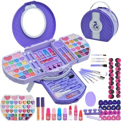 Produktbild von Kinder Make-up Koffer mit Inhalt - Mädchen Spielkoffer in Lila
