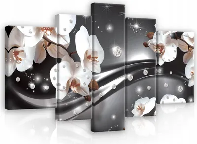 Zdjęcie produktu dla Obraz Na Płótnie Abstrakcyjne Kwiaty Orchidea SET 170x100 cm 5 sztuk Nowoczesne Obrazy Na Płótnie XXL Obrazy Na Płótnie Obrazy Na Płótnie Sypialnia Salon Sztuka Ścienna Drukuj Obraz Na Płótnie Gotowy Do Powieszenia