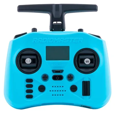 Image de Radiocommande RadioMaster Pocket Crush Edition, compatible ExpressLRS, en bleu