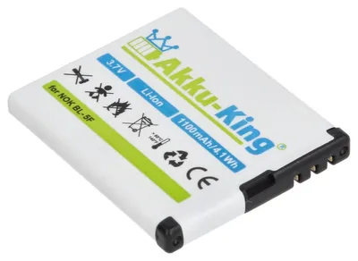 Produktbild von Akku-King 4426334, Akku, Nokia, Schwarz, Weiß, Lithium-Ion (Li-Ion), 1100 mAh, 3,7 V