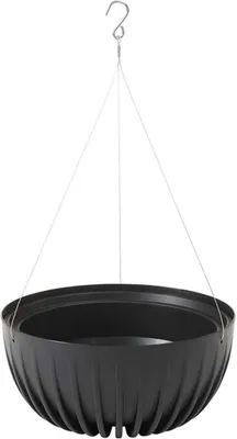 Produktbild von HowHomely Blumentopf Rund 16 cm Höhe, Hängen Pflanzkübel, Schwarz Übertopf für garten balkon