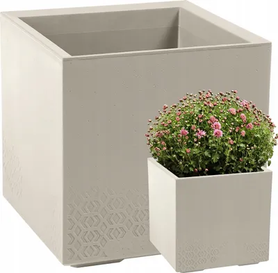 Immagine prodotto di Vaso da fiori Lamela | assegno | 40 cm | cemento beige