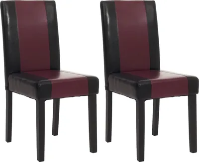 Zdjęcie produktu dla Zestaw 2 krzeseł do jadalni Krzesło kuchenne klasyczne i ponadczasowe | wys. x szer. x gł. 90 x 43 x 56 cm | wysokość siedziska 45 cm | skóra ekologiczna | ciemne nogi | czarno-czerwone