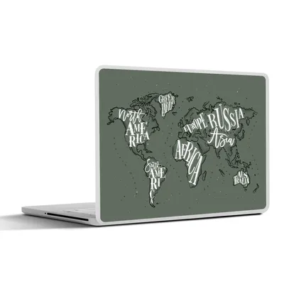 Produktbild von MuchoWow® Laptop Aufkleber Sticker Cover Weltkarte - Grau - Weiß 32.5x23.5 cm - Sticker für Laptop - Selbstklebend