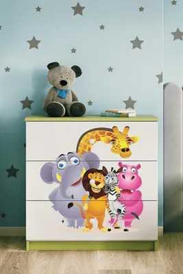 Produktbild von Kinderkommode mit Schubladen ZOO in der Farbe Grün Babydreams