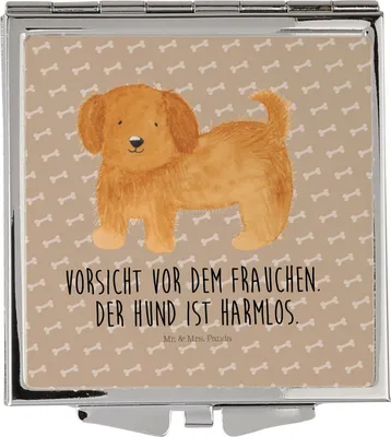 Produktbild von Mr. & Mrs. Panda Kosmetikspiegel Hund Flauschig - Hundeglück - Geschenk, Hunde, Frauchen, Schminkspiegel, Reise, Witzig, klappbar, Sprüche, Handspiegel, Taschenspiegel