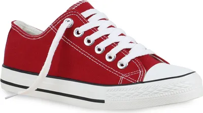 Produktbild von Mytrendshoe Bequeme Damen Basic Sneakers Low Cut Canvas Schuhe Schnürer 811547, Farbe: Burgund, Größe: 36