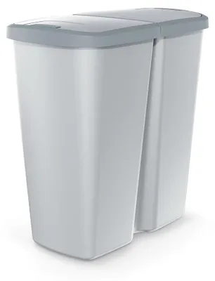 Produktbild von Abfallbehälter Prosperplast COMPACTA Q DUO, 45 l Asche mit hellgrauem Deckel