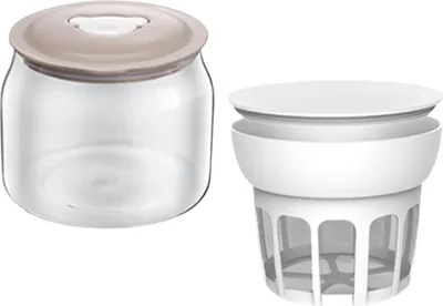 Produktbild von Joghurtbereiter Zubehör SNJ-C10T1 kompatibel, Molkeabscheider mit Deckel, Feinsieb Nussdrinkfilter Glasbehälter, Joghurt-Trennsieb Küchenhelfer