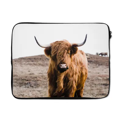 Produktbild von MuchoWow® Laptop Hülle 15 Zoll Schottische Highlander - Landschaft - Kuh - Braun - Tiere - Natur Laptoptasche - Laptoptasche - Sleeve - Rundum-Schutz