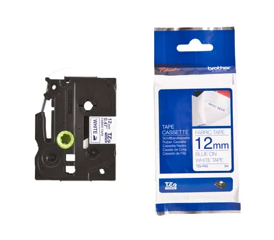 Produktbild von Brother TZe-FA3 - Gewebe - Blau auf Weiß - Rolle (1,2 cm x 3 m) 1 Kassette(n) Band zum Aufbügeln - für Brother PT-D210, D600, H110, P-Touch PT-1880, D200, D450, E110, E550, E800, H110, P900