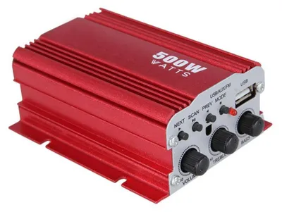 Obrázek produktu pro Stereofonní zesilovač, 500 W, 2 kanály, s dálkovým ovládáním a podporou USB