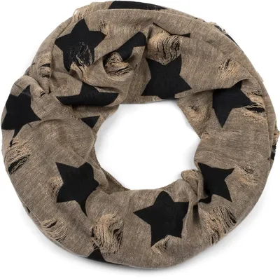 Produktbild von styleBREAKER Loop Schal mit Sterne und Punkte Muster, Vintage Look, Wendeschal, Schlauchschal, Uni 01018080