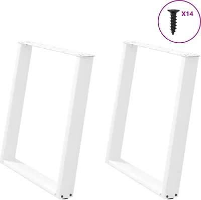 Obrázok produktu pre Nohy k jedálenskému stolu v tvare U, 2 ks, biele, 70 x (72-73) cm, oceľové