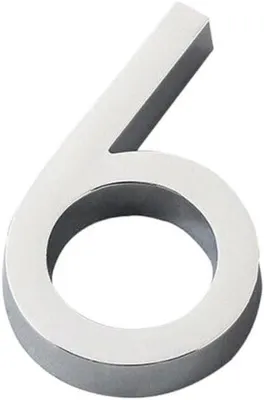Productafbeelding van Huisnummer Sticker - Deurplaat Adres - Buiten Decoratie - Zelfklevend 3D Effect - Maat 6 - Zilver