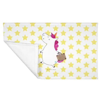 Produktbild von Mr. & Mrs. Panda Handtuch Einhorn Koffer - Weiß - Geschenk, Einhörner, Unicorn, Abenteuer, Reise, 50x100, kleines, gesichtstuch, Flauschtuch, Spaß, baumwolle, Lustig