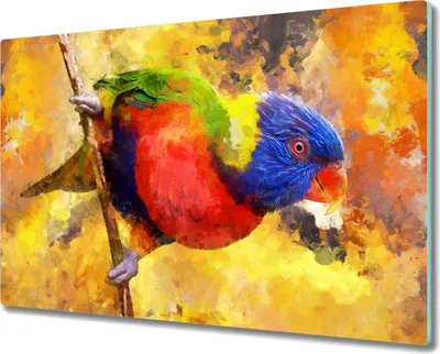 Produktbild von Coloray Schneidebrett Herdabdeckplatte 80x52 cm Kochplattenabdeckung Küchenbrett Hackbrett - Zweig Tier Vogel Papagei